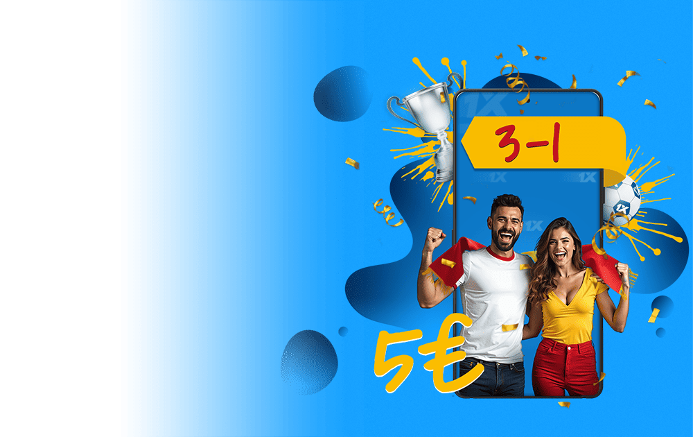 Aficionados celebrando un resultado deportivo junto a un teléfono con la aplicación de 1xBet
