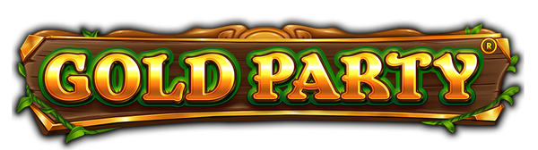 Logotipo de la tragamonedas Gold Party con temática dorada
