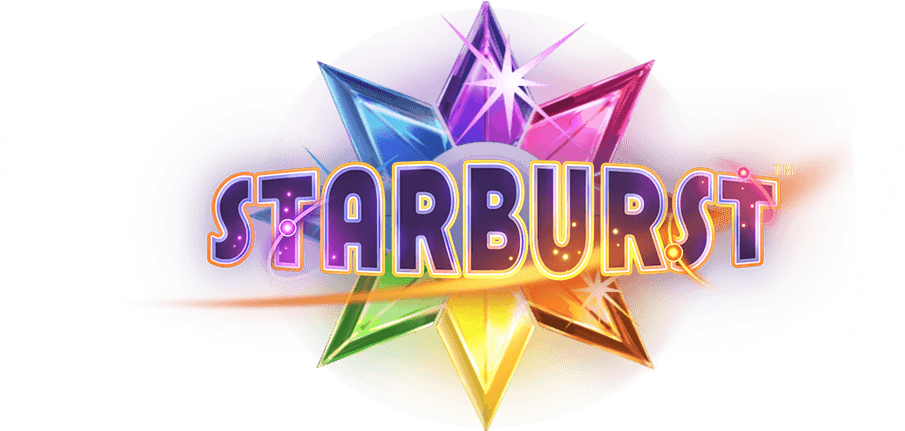 Logotipo de la tragamonedas Starburst con gemas de colores